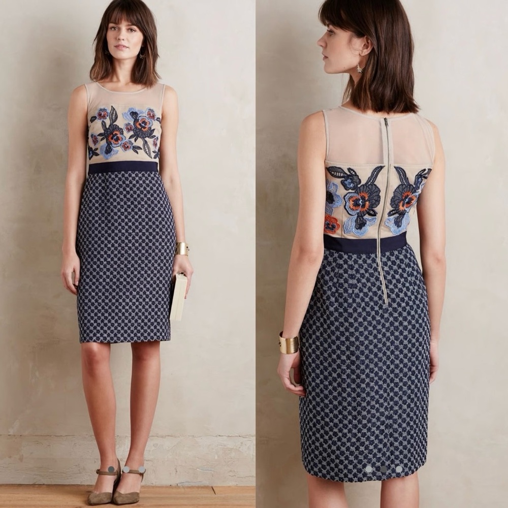 Anthropologie Moulinette Soeurs Sheath Dress Women Size 00P Blue Floral